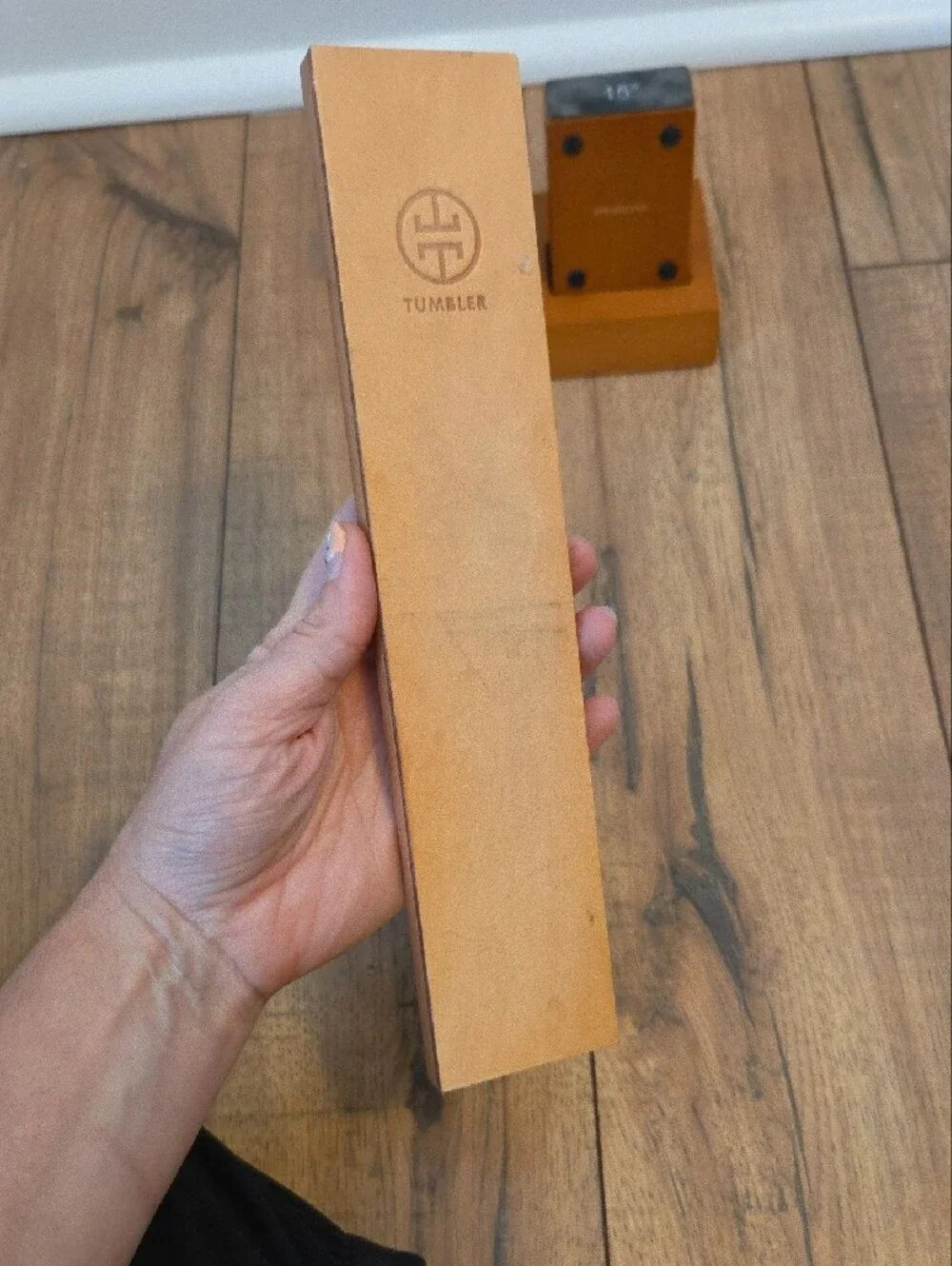 Tumbler Rolling Knife Sharpener Starter Set & Leather Strop Wood
